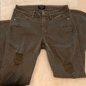 BEBE - mid-rise, olive, jeans.
